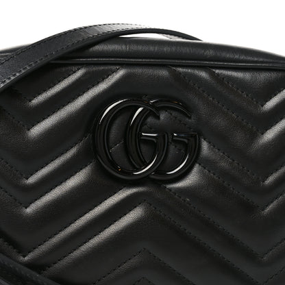 Gucci Calfskin Matelasse Monochrome Small GG Marmont Chain Shoulder Bag Black 8 of 11
