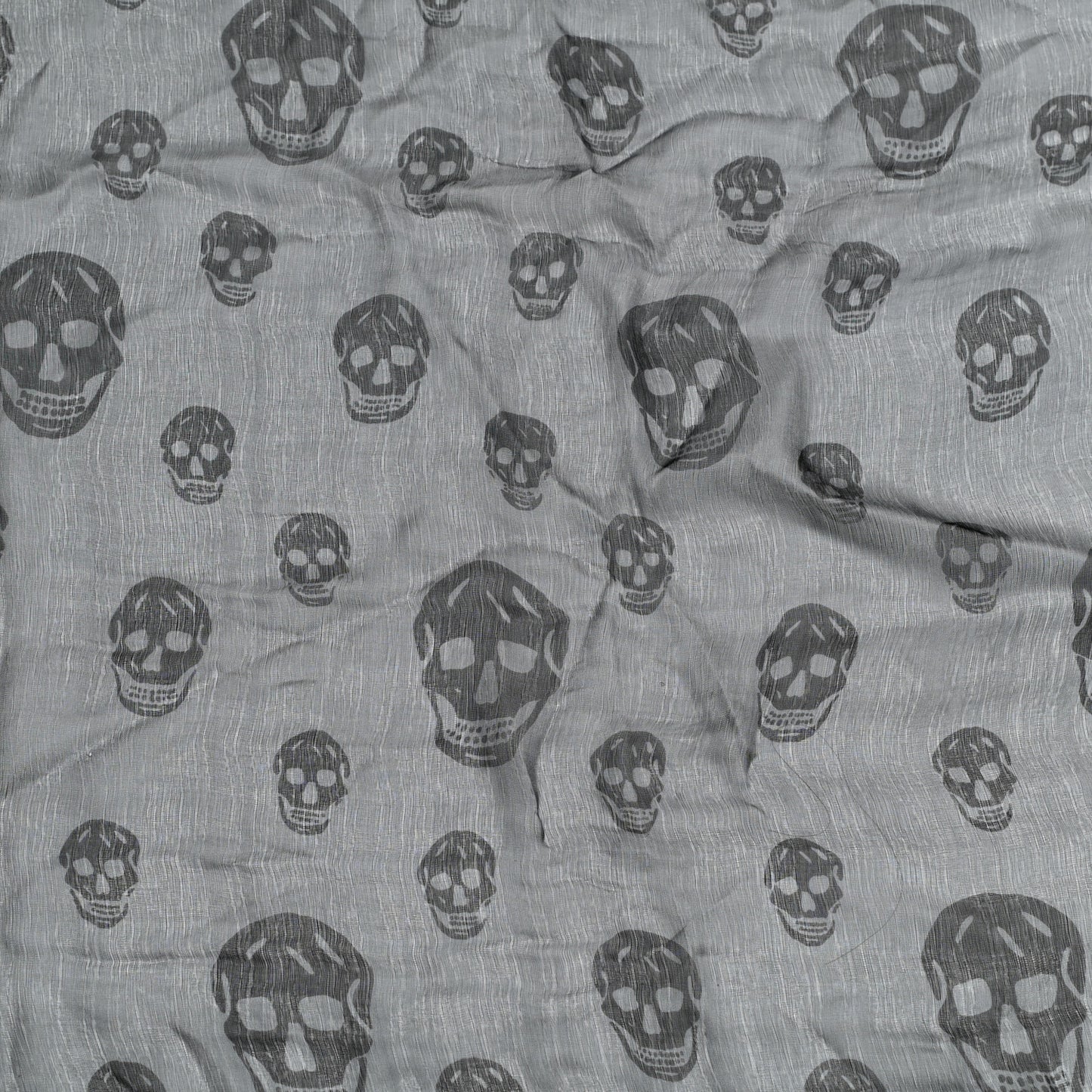 Silk Chiffon Skull Scarf Black Grey