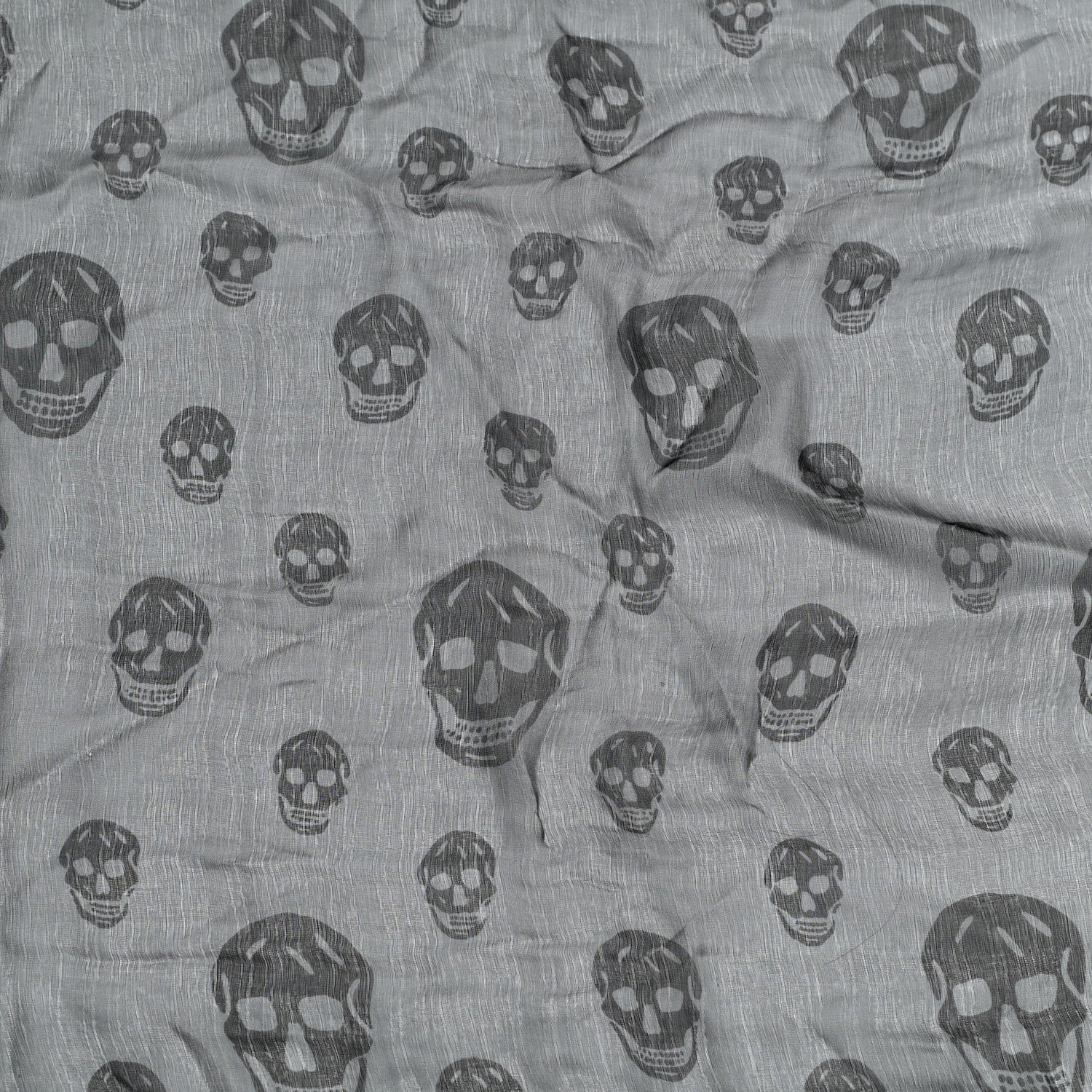 Alexander McQueen Silk Chiffon Skull Scarf Black Grey 3 of 4