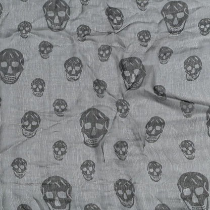 Alexander McQueen Silk Chiffon Skull Scarf Black Grey 3 of 4