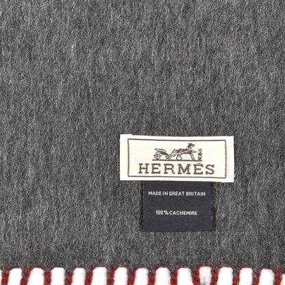 Hermes Cashmere Recto Verso Muffler Rouge H Gris Moyen 5 of 5