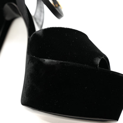Saint Laurent Velvet Jodie Platform Sandals 36 Black 12 of 14