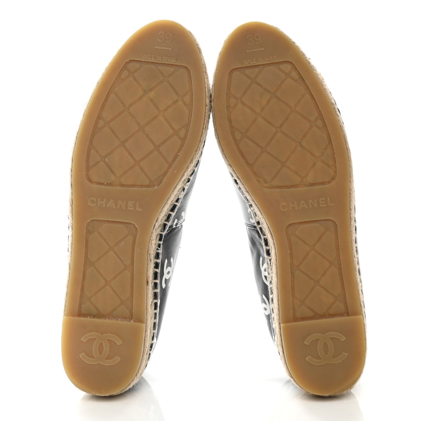 Lambskin Printed CC Espadrilles 39 Black White