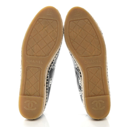 Chanel Lambskin Printed CC Espadrilles 39 Black White 5 of 10