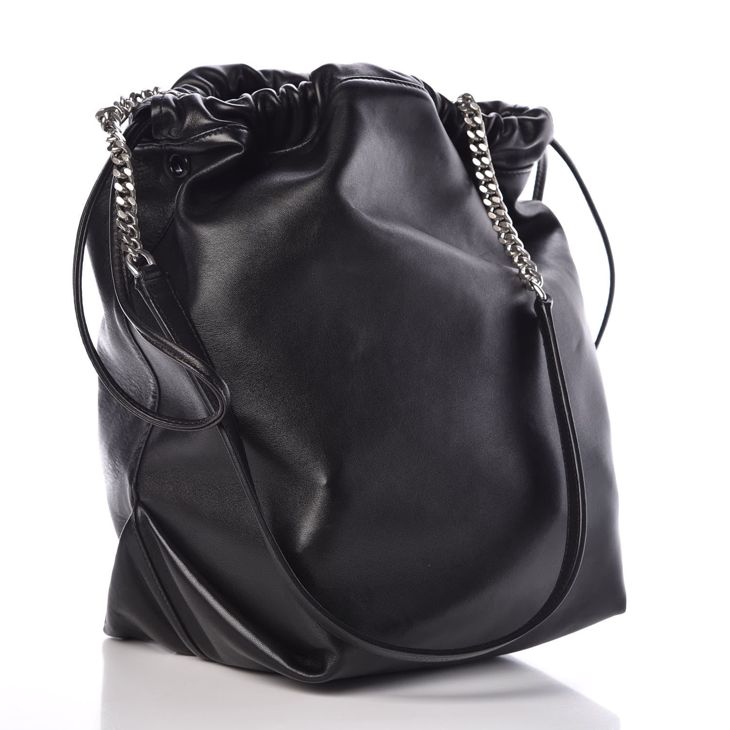 Saint Laurent Lambskin Teddy Drawstring Bag Black 4 of 13