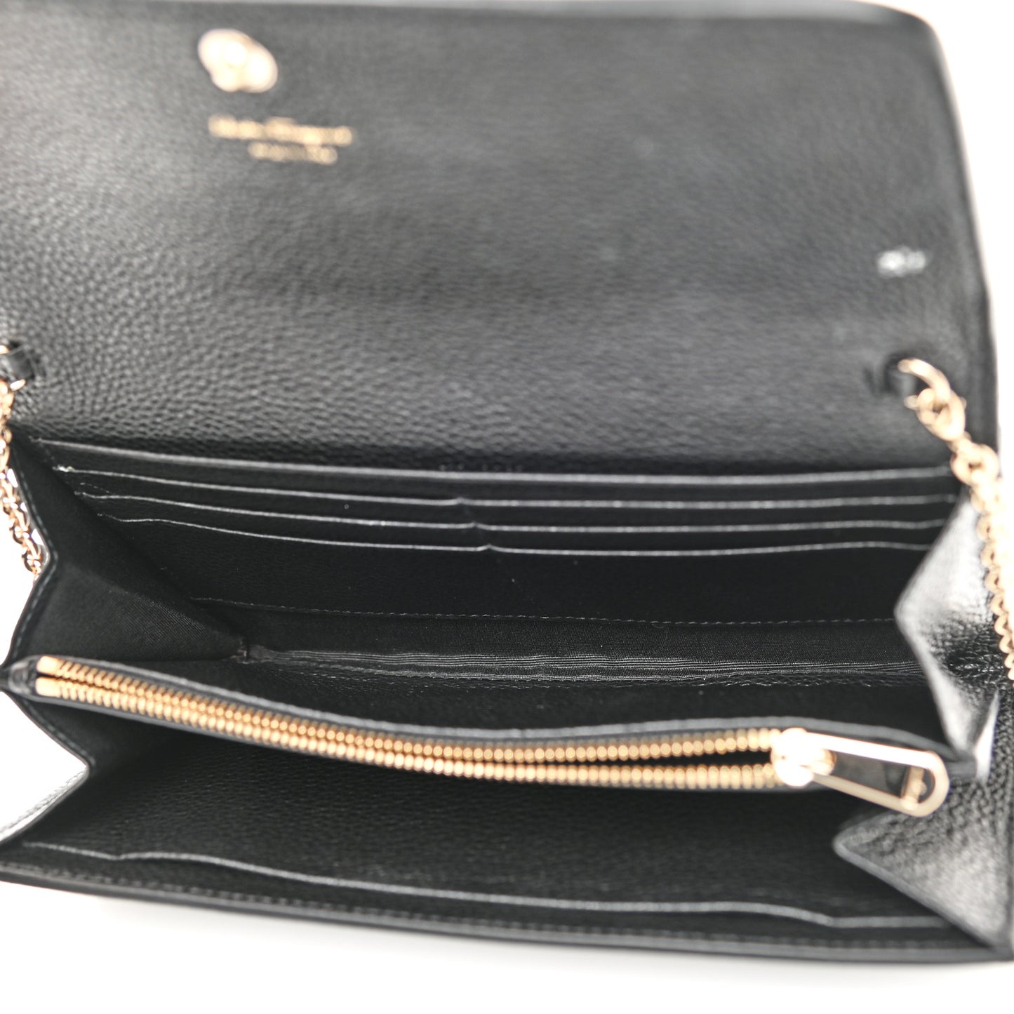 Calfskin City Wallet On Chain Black