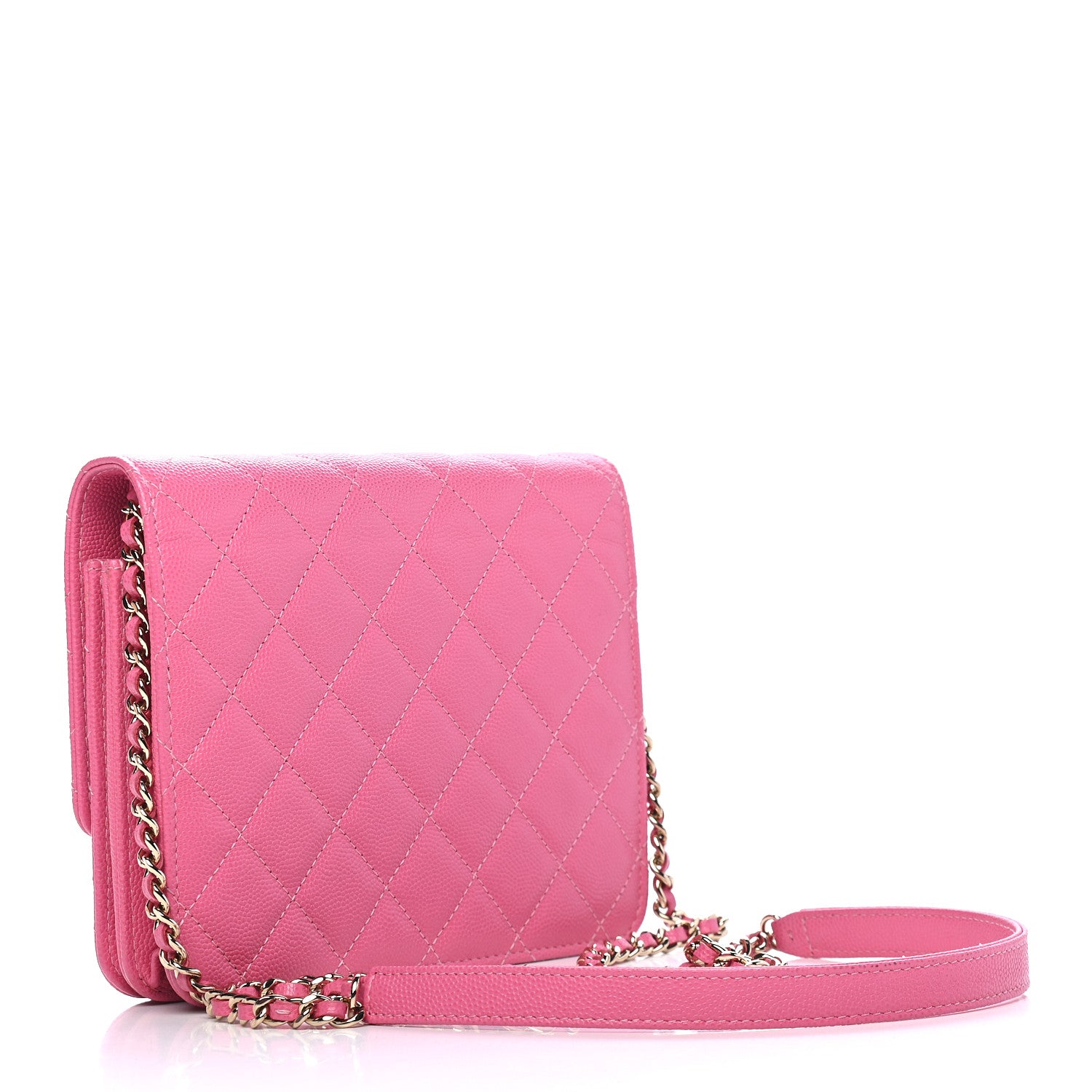 Chanel Caviar Quilted Square Wallet On Chain WOC Pink 3 of 10
