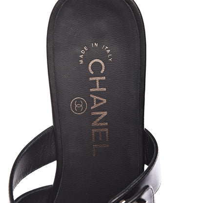Chanel Calfskin CC Turnlock Mule Sandals 38 Black 7 of 8