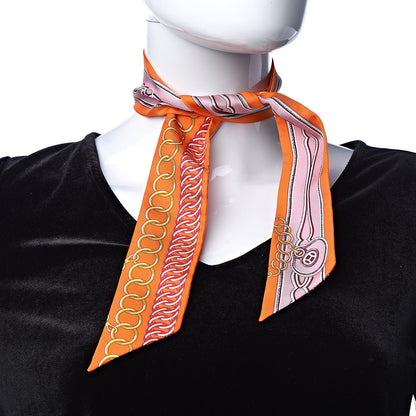 Hermes Silk Maillons Twilly Orange Vieux Rose Gold 2 of 5