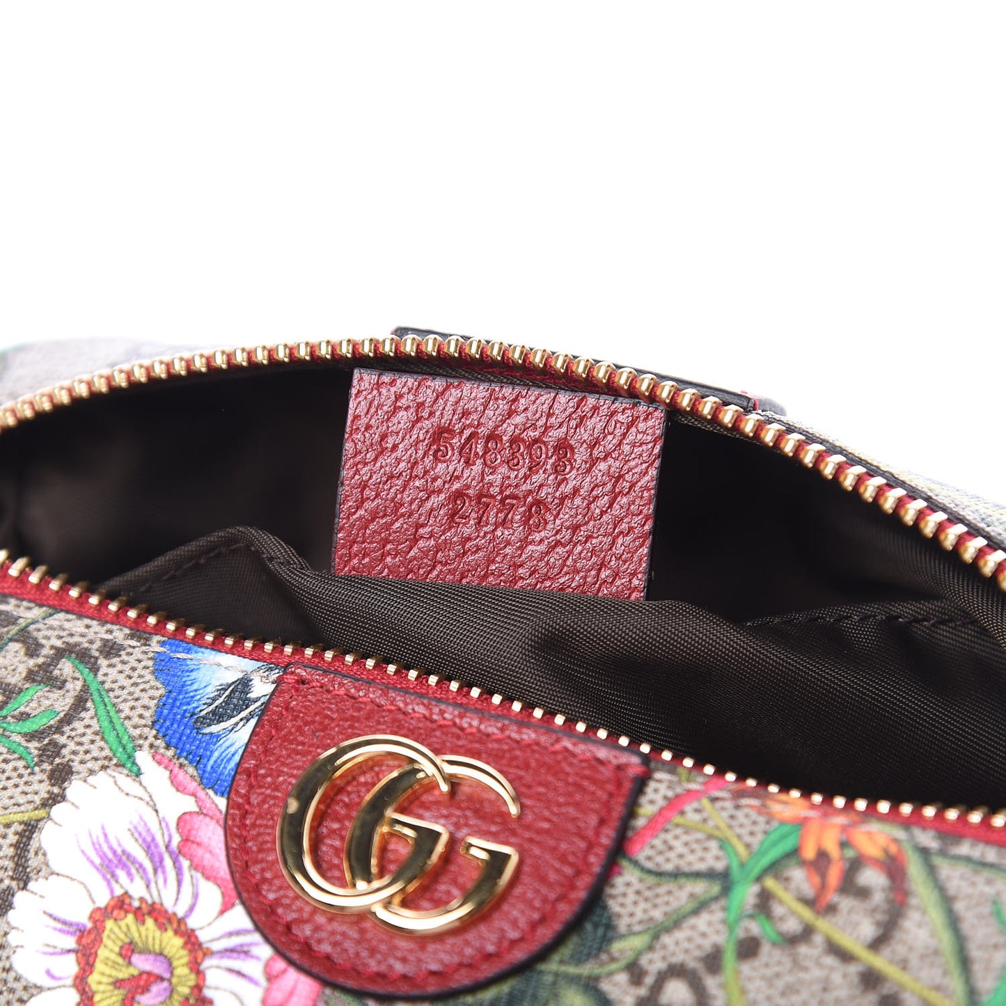 Soft GG Supreme Monogram Flora Calfskin Medium Ophidia Cosmetic Case Beige Ebony Multicolor Rosso