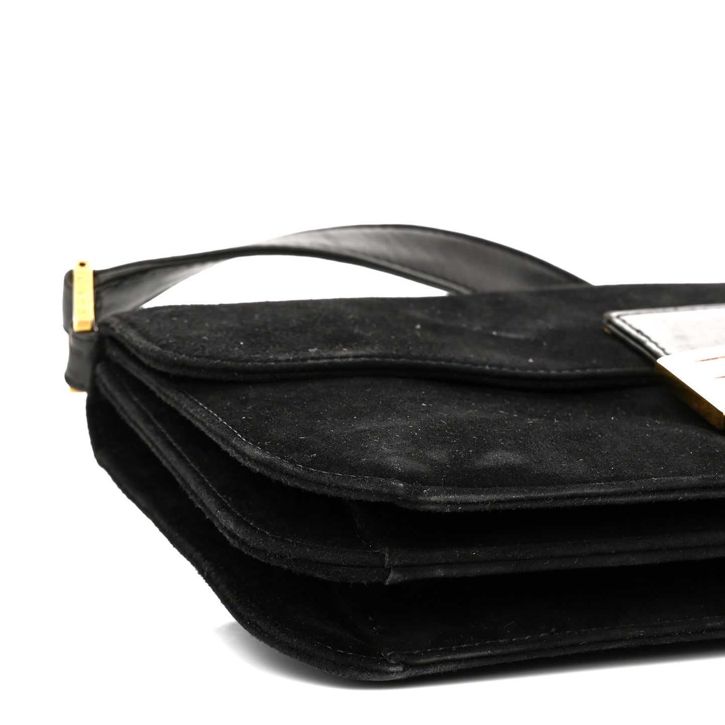 Suede Calfskin Baguette Black