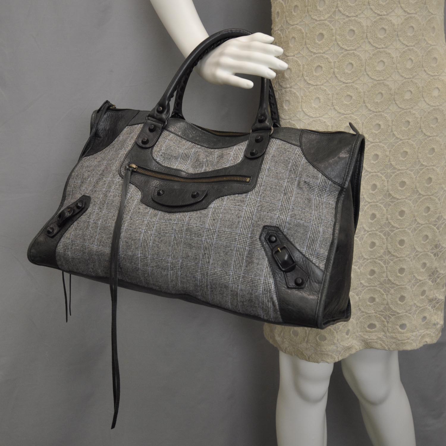 Balenciaga Chevre Wool Prince of Wales Check Weekender 2 of 9