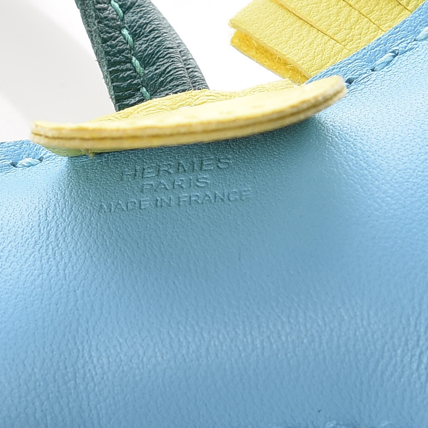 Hermes Milo Lambskin Grigri Rodeo Horse Bag Charm PM Bleu Celeste Lime Malachite 4 of 5