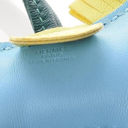 Hermes Milo Lambskin Grigri Rodeo Horse Bag Charm PM Bleu Celeste Lime Malachite 4 of 5