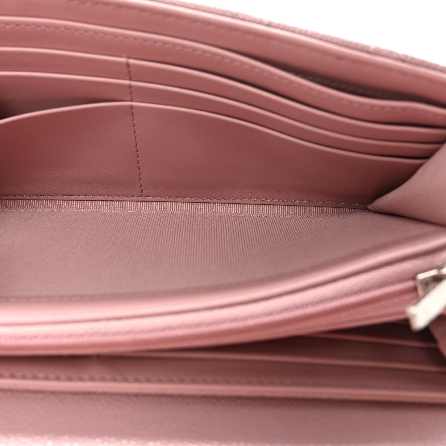 Caviar Quilted Large Gusset Flap Wallet Light Pink