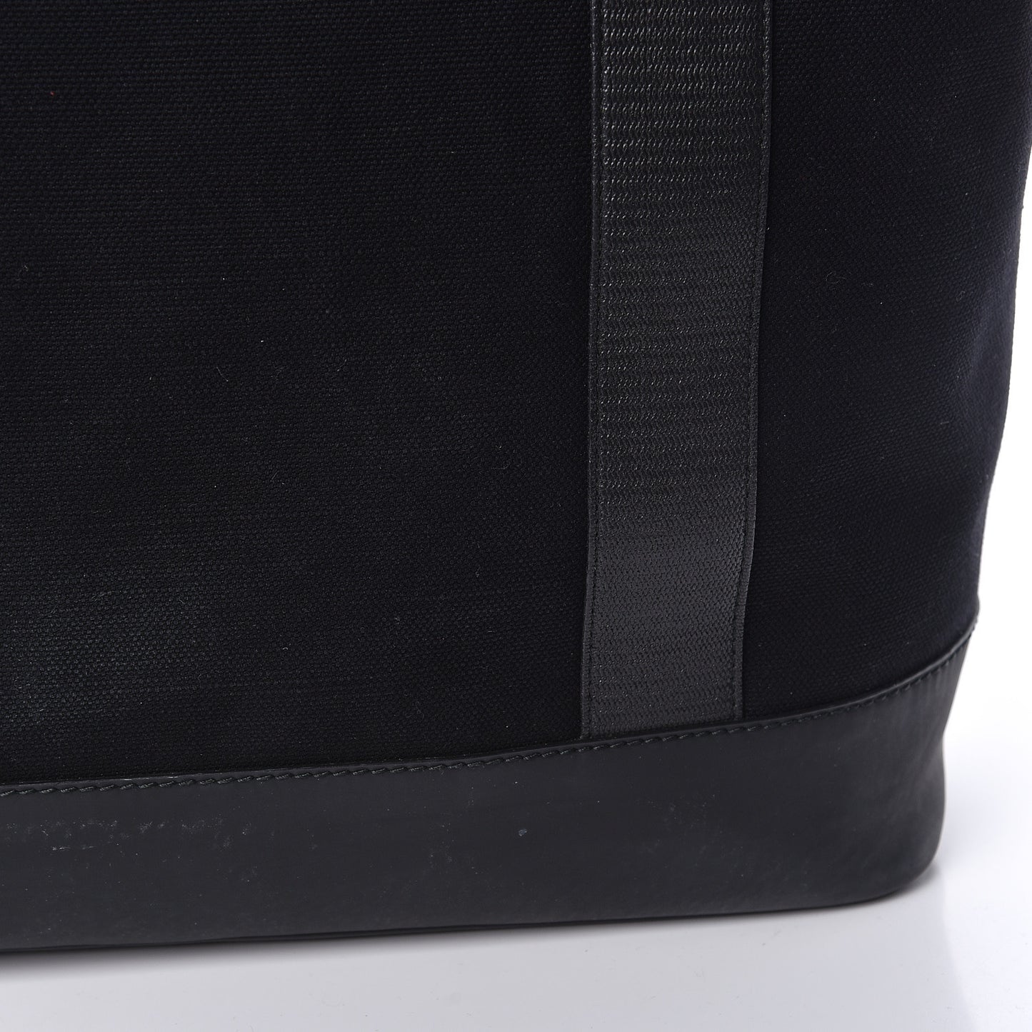 Rubber Calfskin Canvas Navy Tote Black