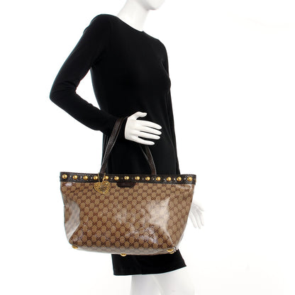Gucci Crystal Monogram Medium Babouska Shopping Tote Dark Brown 2 of 7