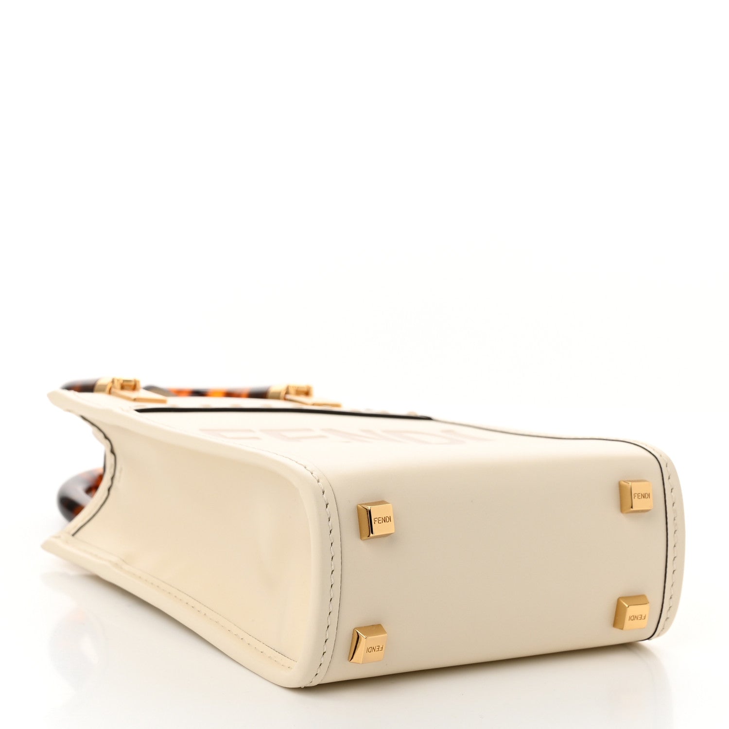 Fendi Vitello King Plexiglass Logo Embossed Mini Fendi Sunshine Shopper Tote White Ice 4 of 9