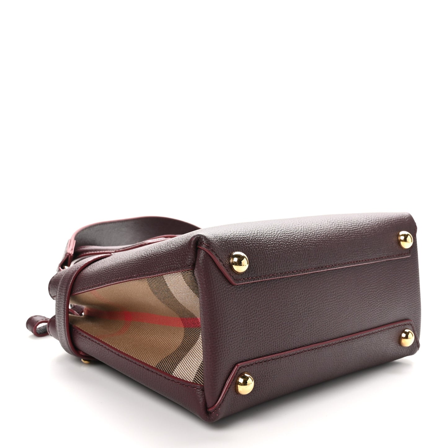 Grainy Calfskin House Check Small Banner Tote Mahogany Red