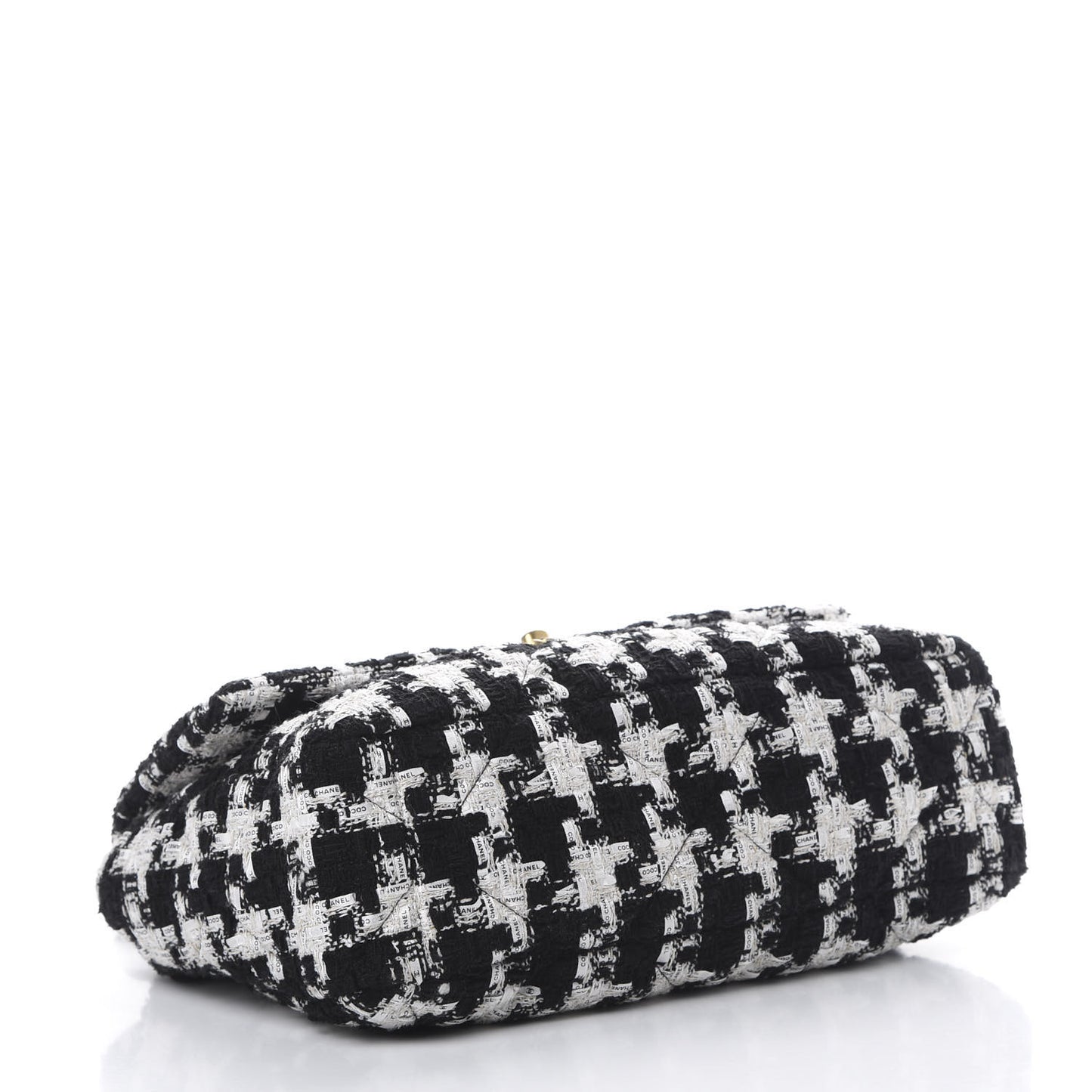 Tweed Quilted Large 19 Flap Black Ecru White