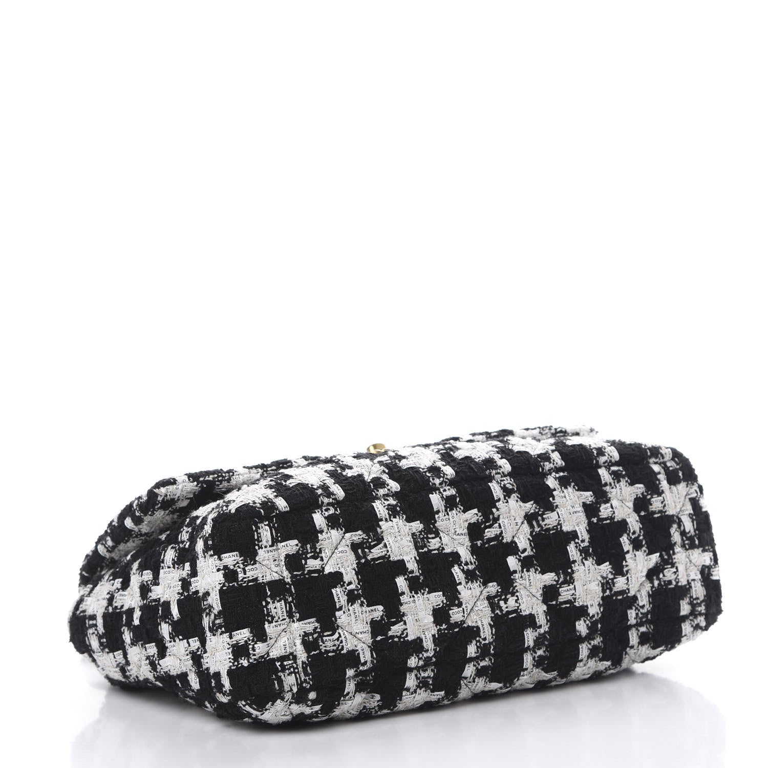 Chanel Tweed Quilted Large 19 Flap Black Ecru White 3 of 11