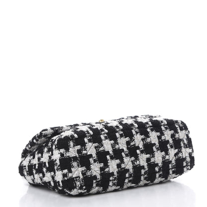 Chanel Tweed Quilted Large 19 Flap Black Ecru White 3 of 11