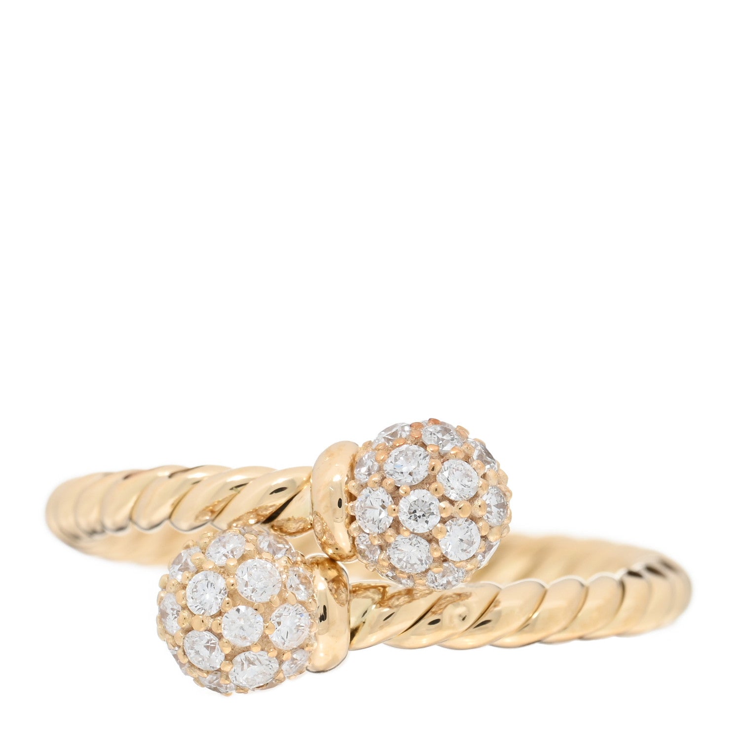 David Yurman 18K Yellow Gold Diamond Solari Bypass Ring 50 5.5 1 of 4