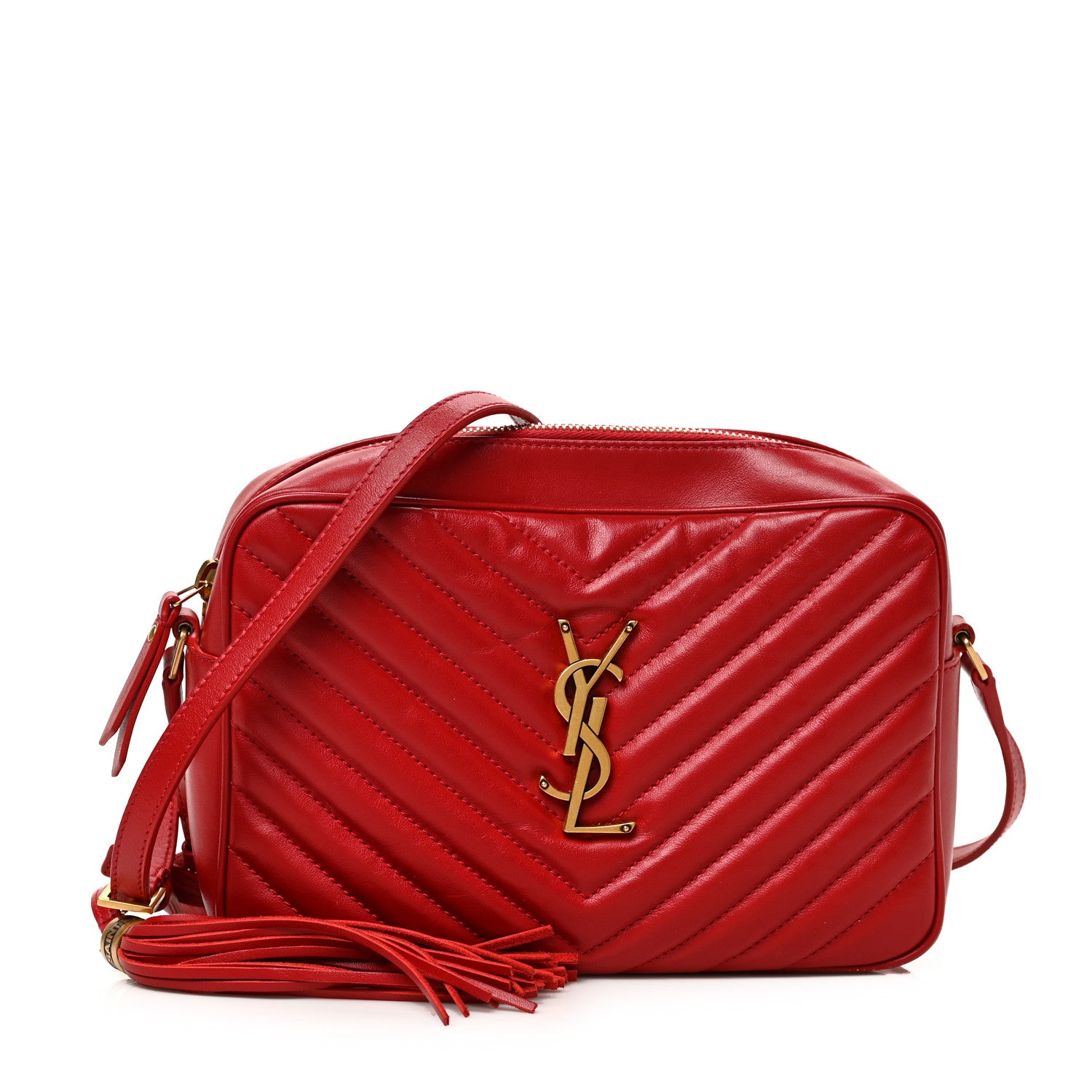 Saint Laurent Calfskin Matelasse Monogram Lou Camera Bag Opyum Red 1 of 8