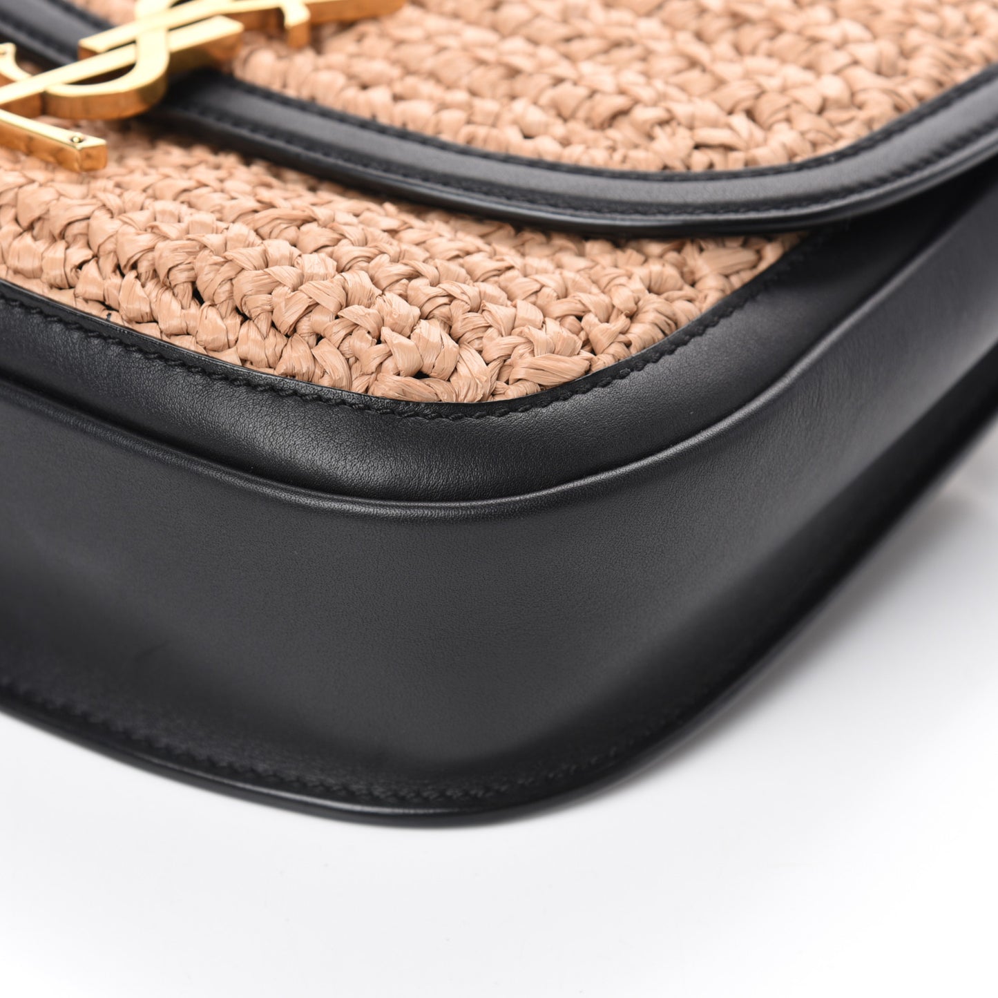 Woven Raffia Monogram Kaia Satchel Tan