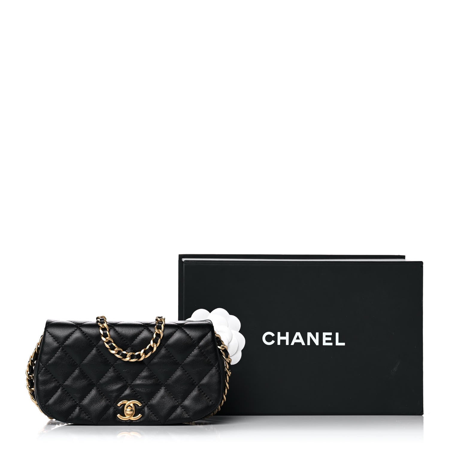 Chanel Calfskin Quilted Coco Mail Clutch With Chain Black 13 of 13
