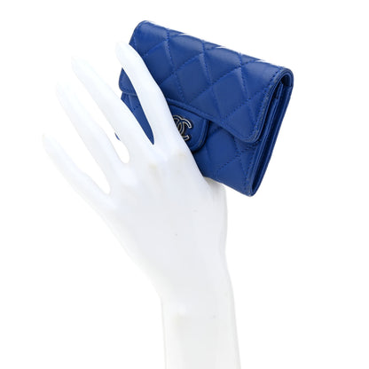 Chanel Lambskin Quilted Flap Card Holder Royal Blue 2 of 14