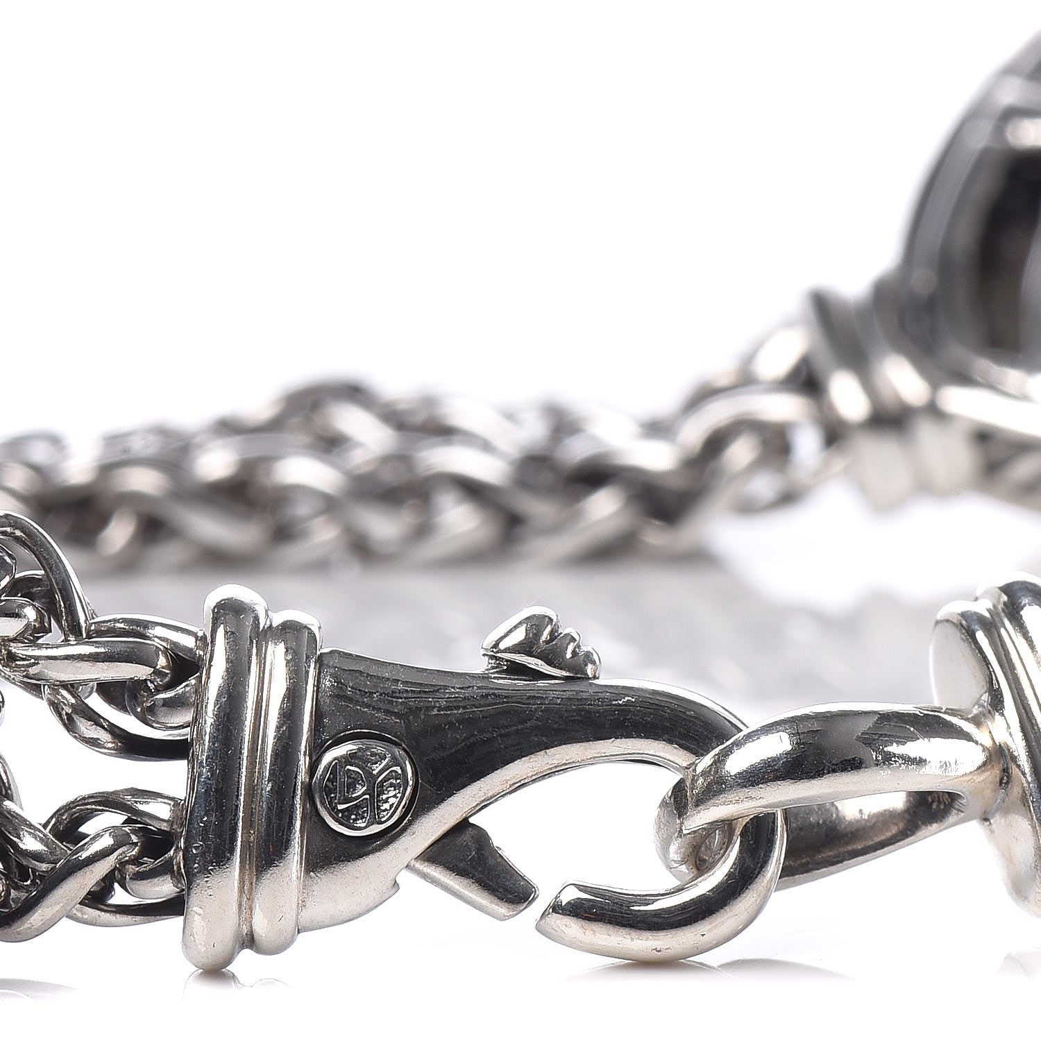 David Yurman Sterling Silver Diamond Black Onyx 19mm Albion Double Wheat Chain Necklace 6 of 6