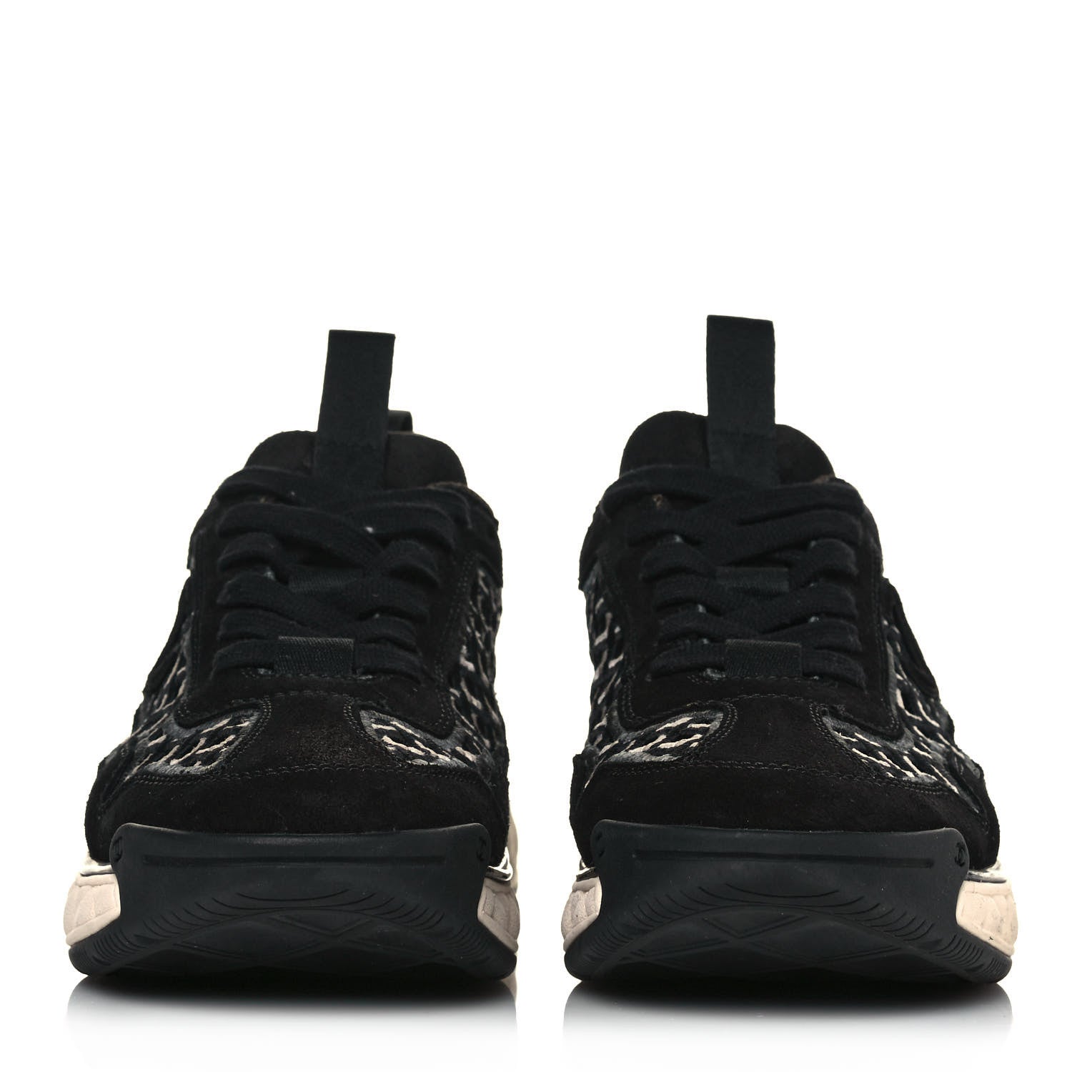 Chanel Suede Calfskin Embroidered CC Sneakers 36 Black 2 of 8