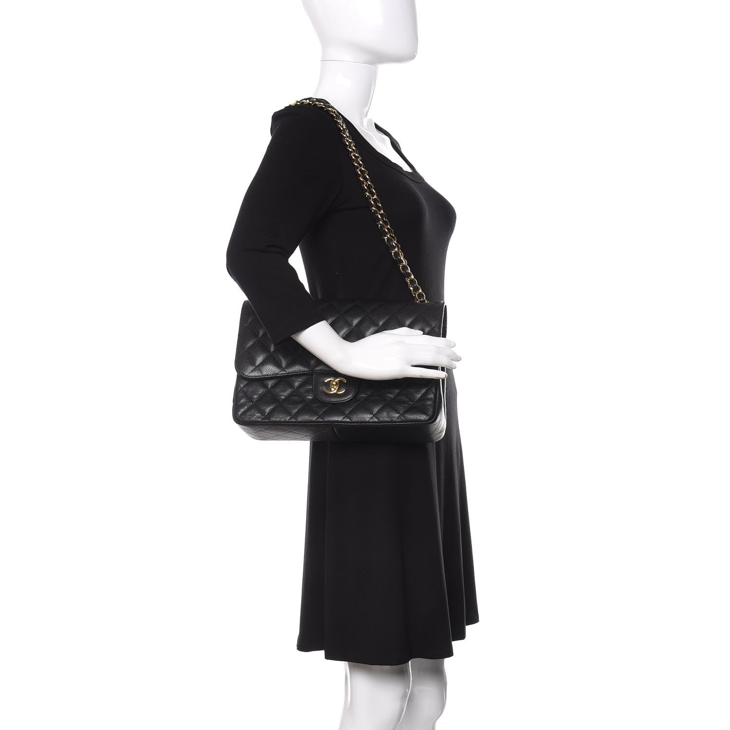 Chanel Caviar Quilted Jumbo Double Flap Black 2 of 13