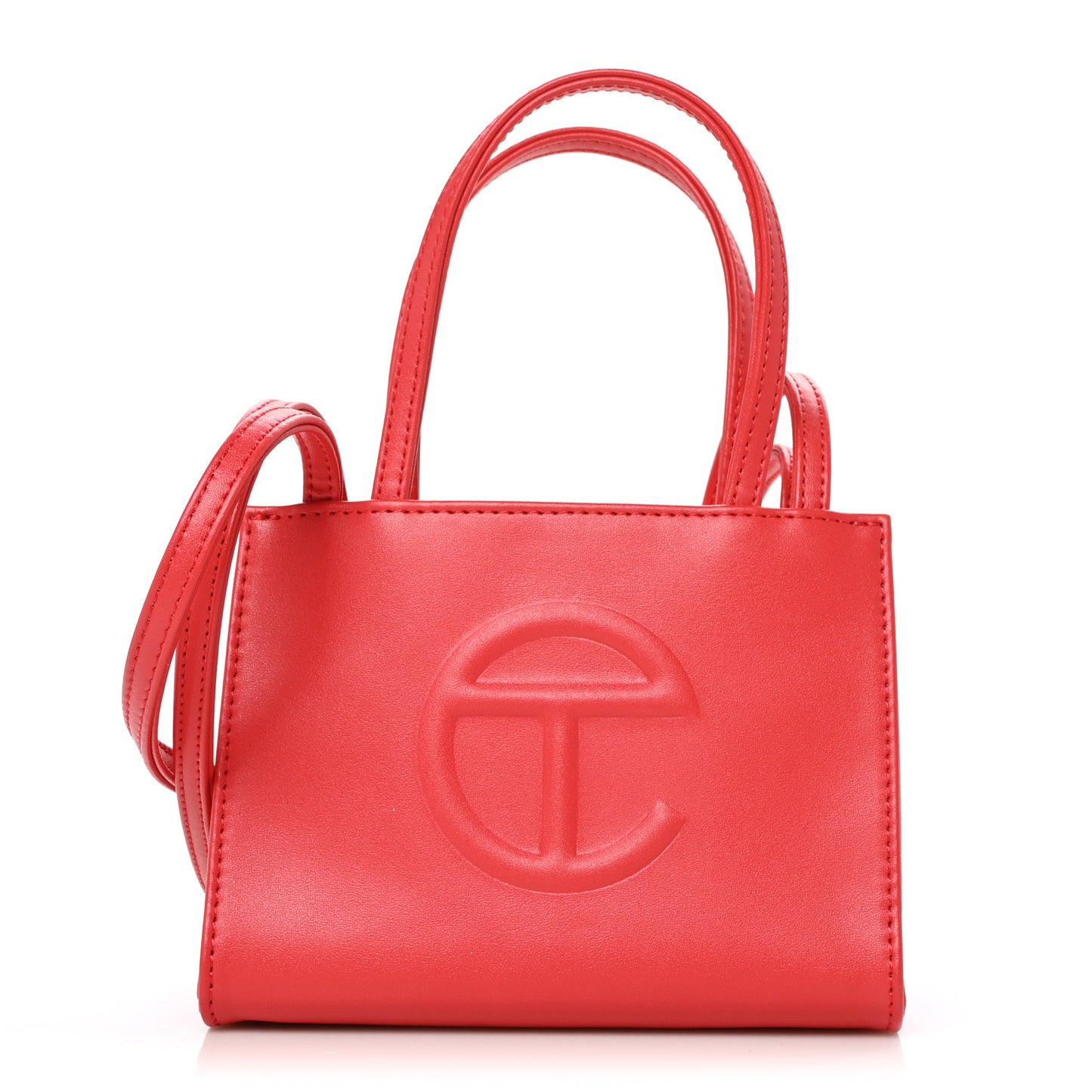Vegan Leather Small Shopping Bag Red