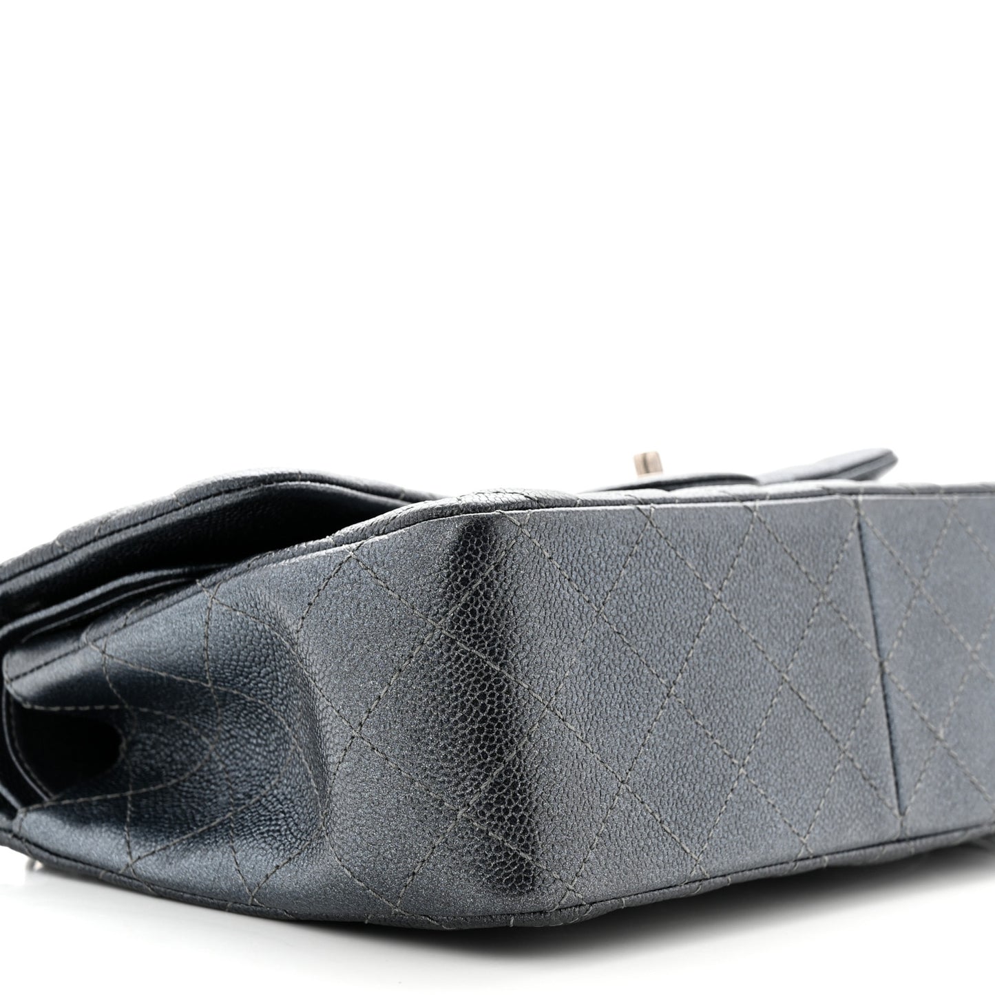 Pearly Caviar Quilted Jumbo Double Flap Grey