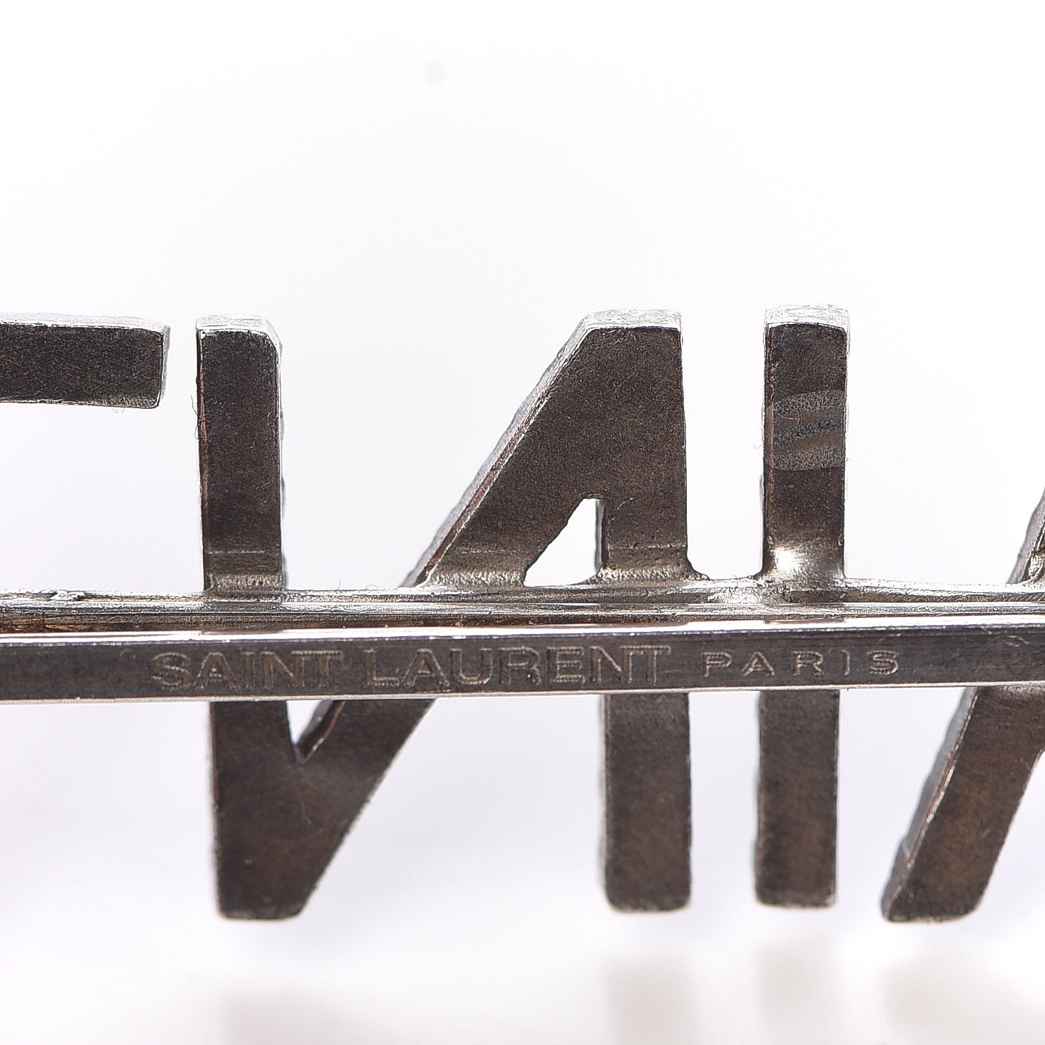 Saint Laurent Brass Crystal Barrette Oxidized Silver 3 of 3