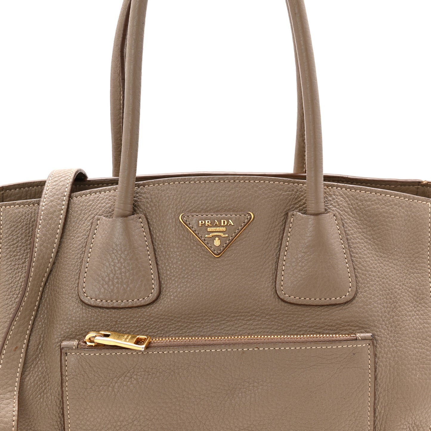 Vitello Daino Pocket Shopping Tote Cammeo
