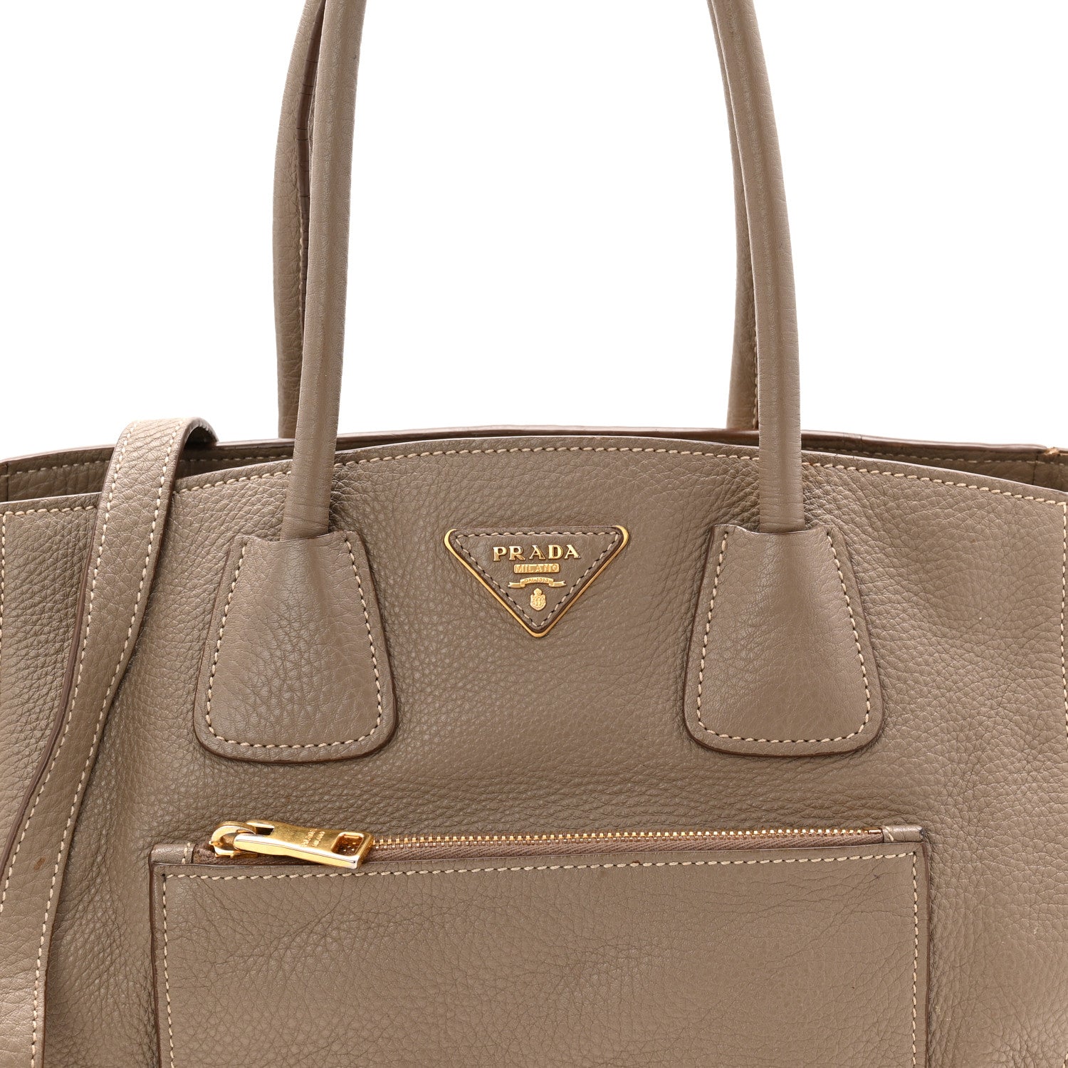 Prada Vitello Daino Pocket Shopping Tote Cammeo 8 of 16