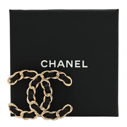 Chanel Lambskin Chain CC Brooch Black Gold 4 of 4