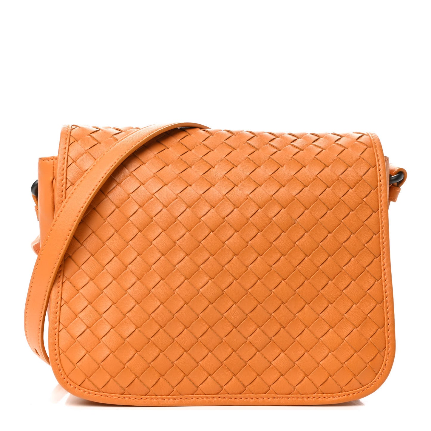 Nappa Intrecciato Flap Crossbody Orange