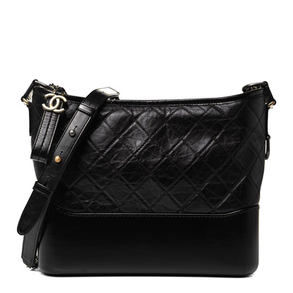 Chanel Aged Calfskin Quilted Medium Gabrielle Hobo Black 1 of 9