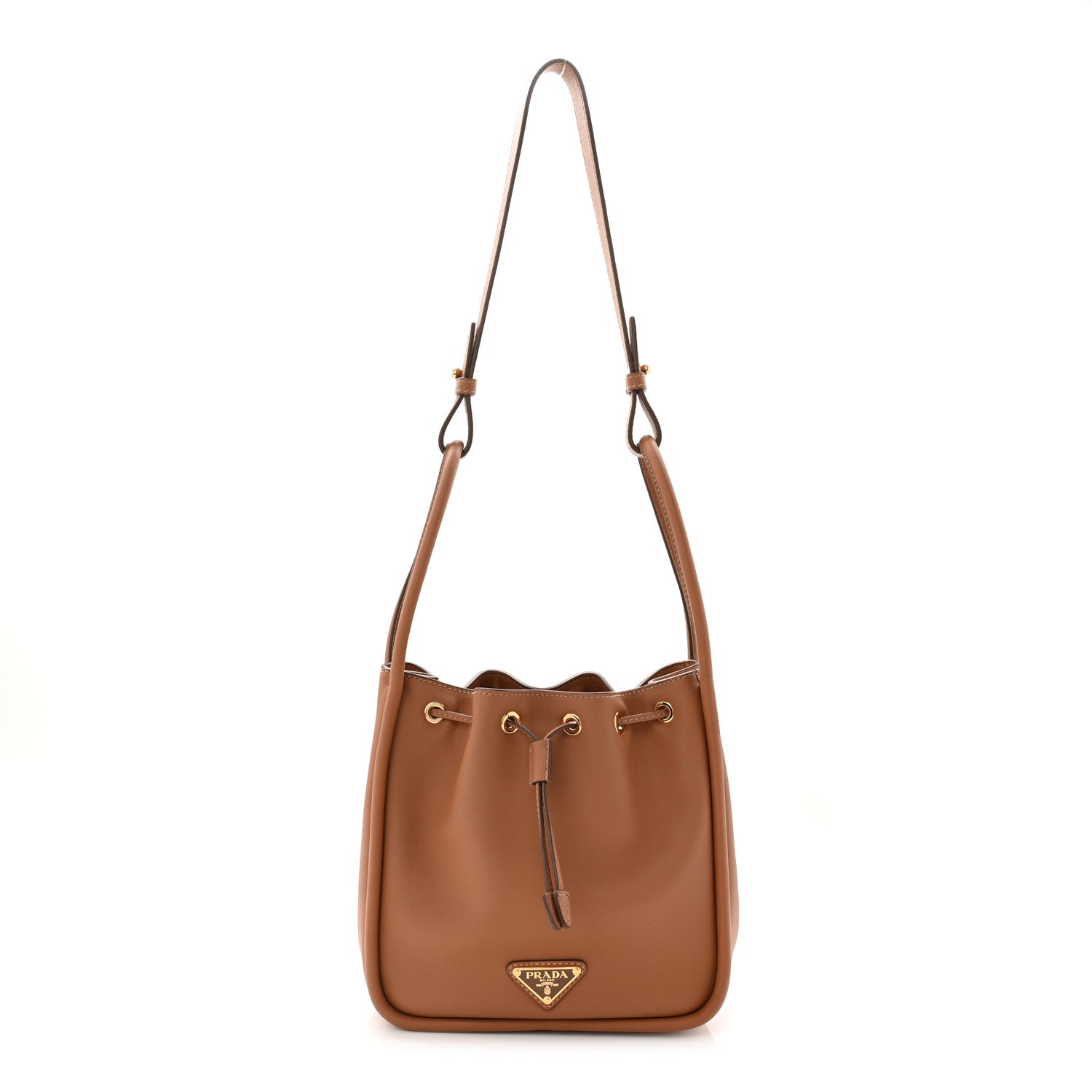 Prada Soft Calfskin Mini Darling Bucket Bag Caramel 1 of 10