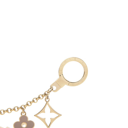 Louis Vuitton Brass Enamel Fleur De Monogram Bag Charm Chain Gold 4 of 5