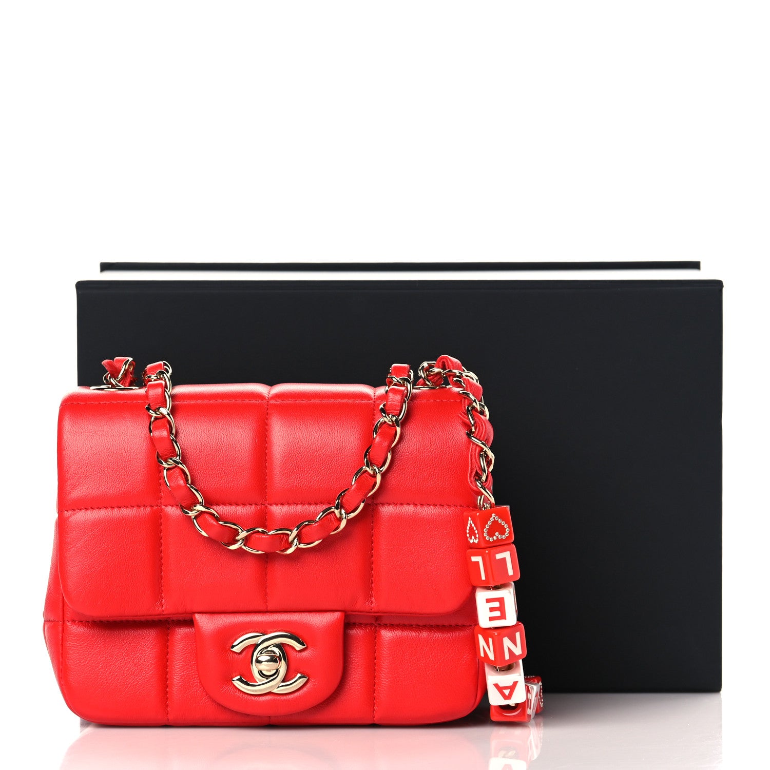 Chanel Lambskin Resin Crystal Square Quilted Monacoco Mini Flap Red 9 of 9