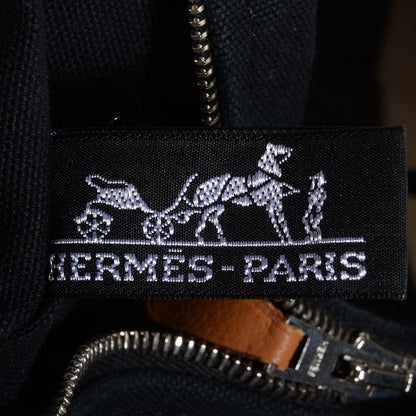 Hermes Canvas Striped Cannes MM Beach Tote Blanc Black White 8 of 13