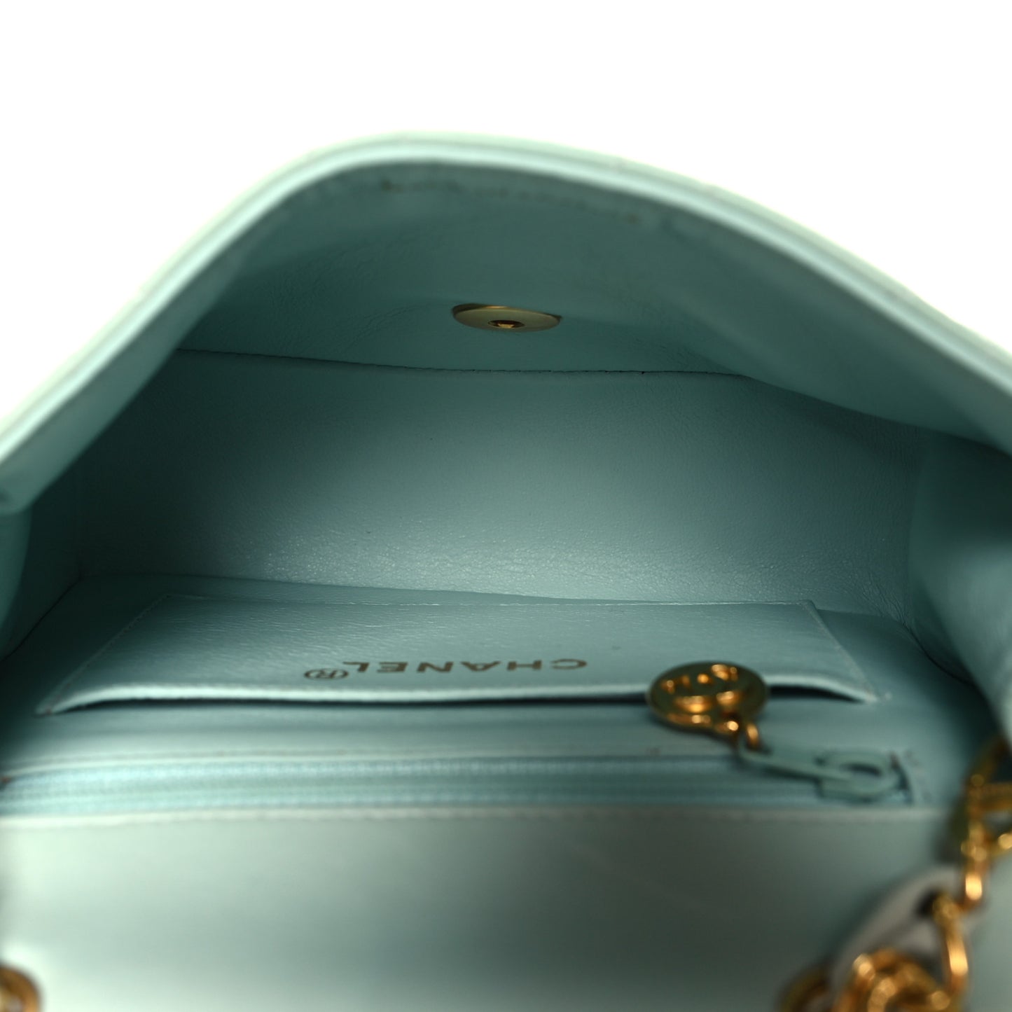 Lambskin Quilted Mini Square Flap Light Blue