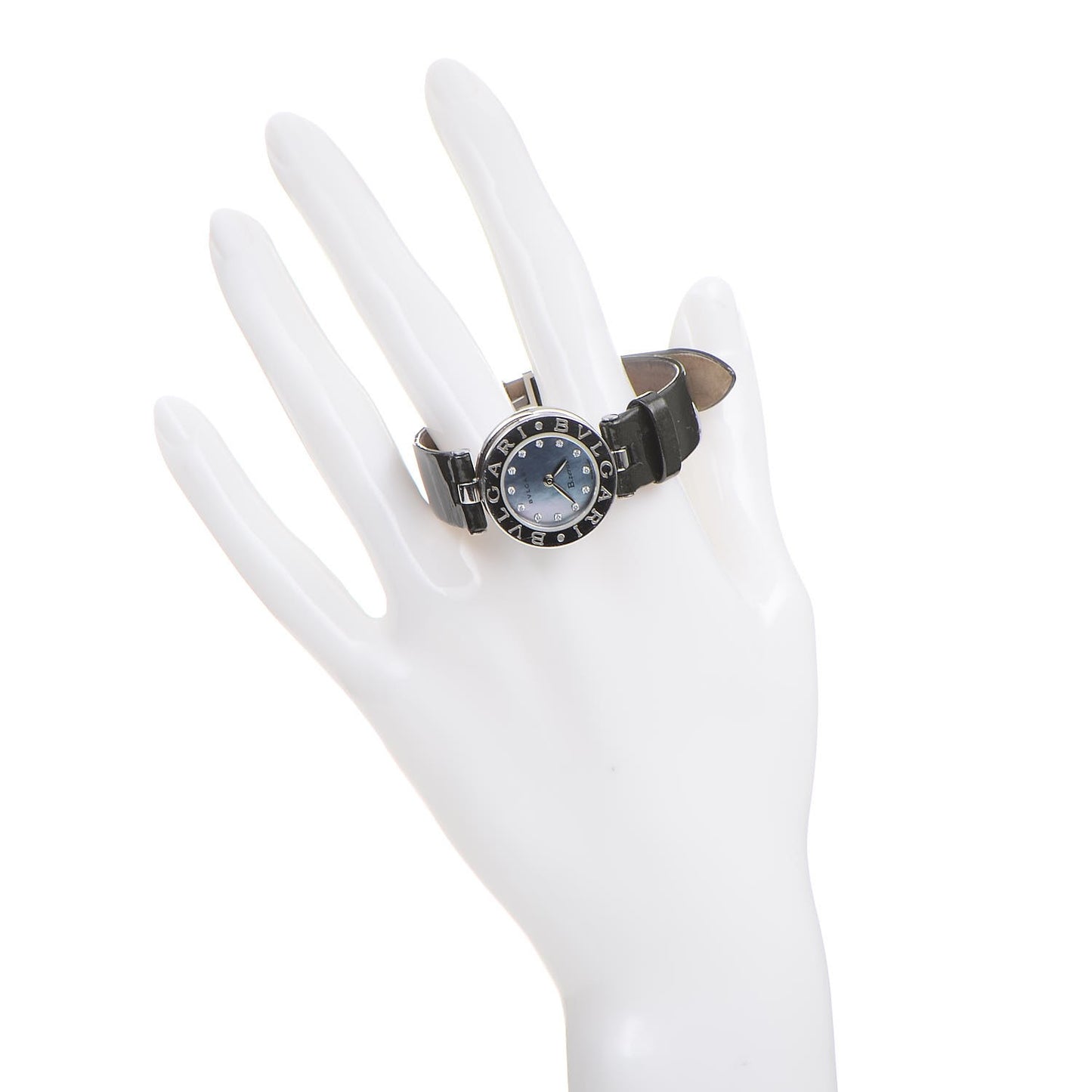 Stainless Steel Calfskin Diamond Blue Mother of Pearl 22mm B.Zero1 Quartz Watch