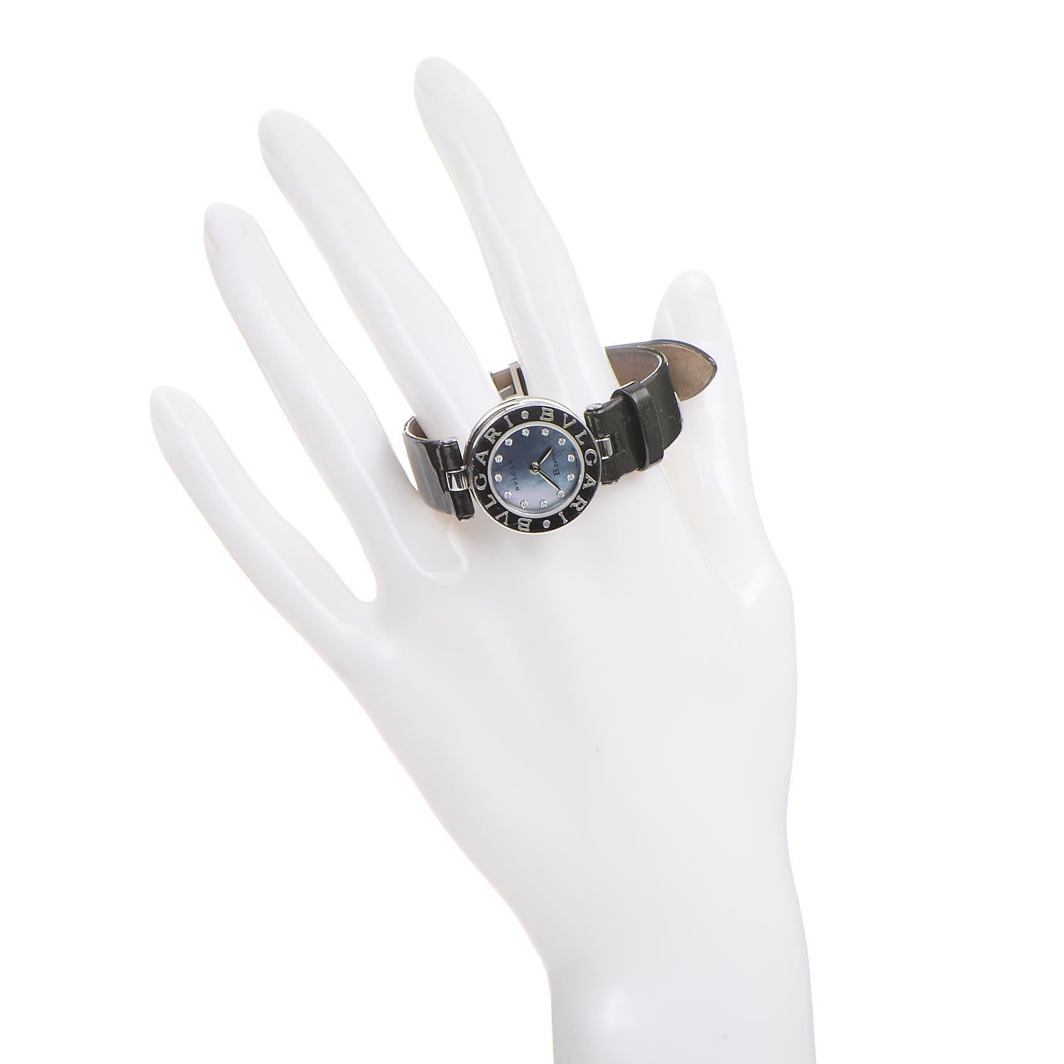Bulgari Stainless Steel Calfskin Diamond Blue Mother of Pearl 22mm B.Zero1 Quartz Watch 2 of 6