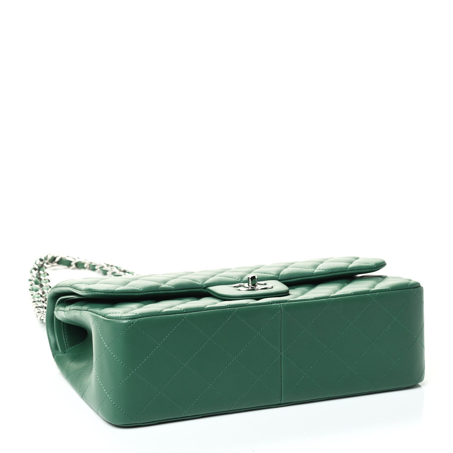 Chanel Lambskin Quilted Jumbo Double Flap Green 3 of 4